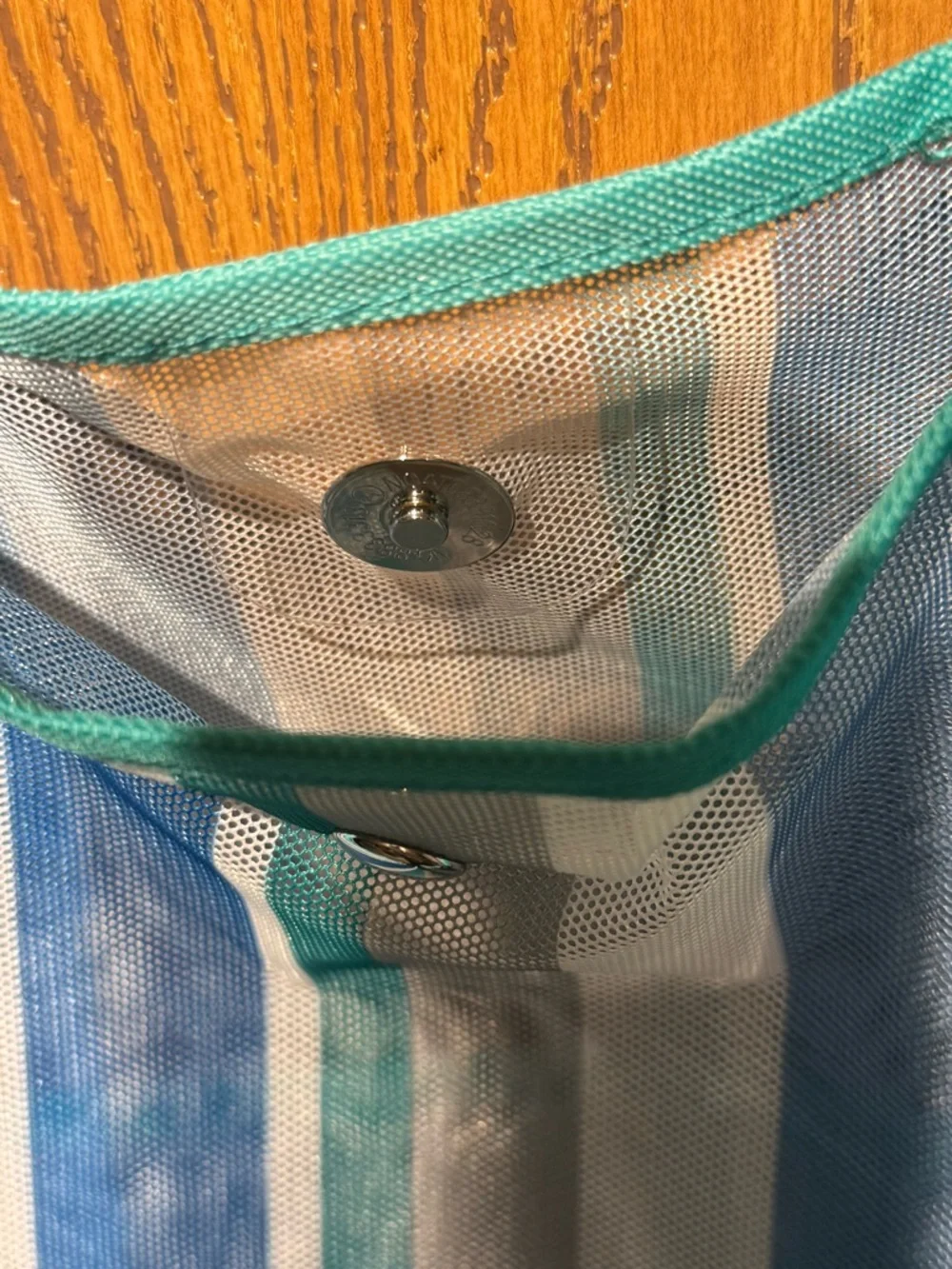 Striped Beach Tote with Teal Handles